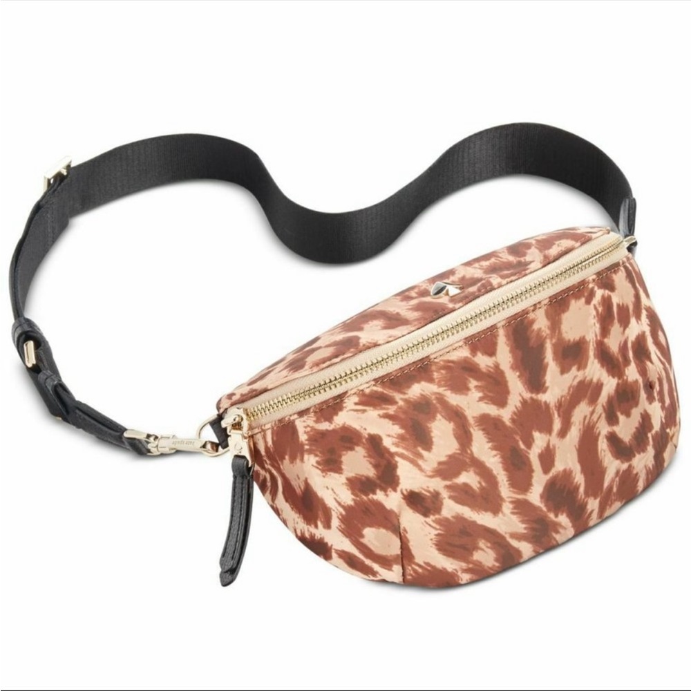 KATE SPADE Leopard Taylor Medium Satin Nylon Belt Bag Crossbody